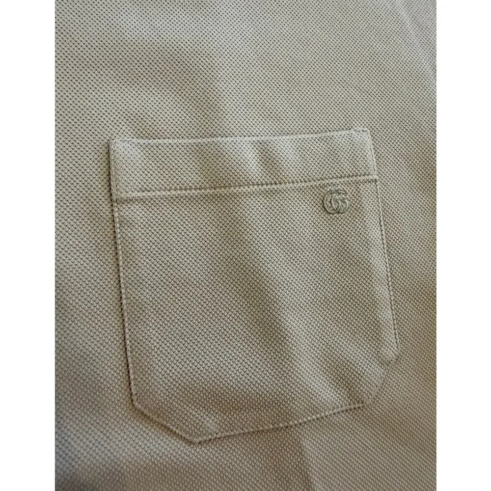 Size XL - Gucci Beige Web Polo Shirt